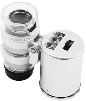 Microscope de Poche 60x | Loupe de Poche pour Microscope,Boucle de grossissement de bijoutiers pour Bijoux, Diamants, pièces de Monnaie, Timbres, antiquités
