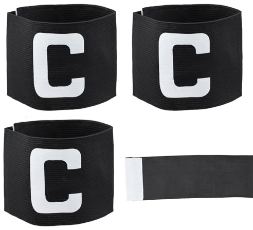 3 pcs Captain Arm Bands for Soccer, 11.8*2.7inch Soccer Captain Armband,Adjustable Size, Comfortable and Breathable, Suitable for Adult Youth Football, Basketball Player Training (Black)