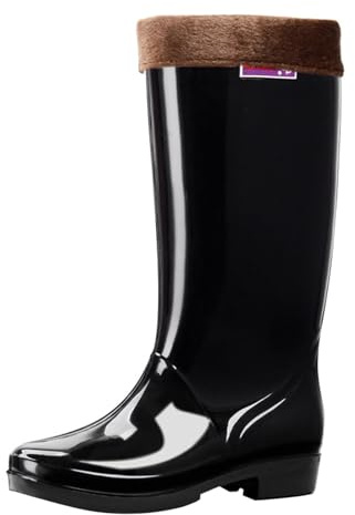 Bottes en caoutchouc doublées pour femme - Bottes de pluie imperméables - Bottes de travail - Bottes de sécurité hautes - Bottes de jardin - Bottes de pluie - Bottines de travail - Bottes en