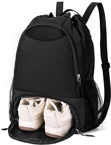 seyfocnia Drawstring Basketball Bag with Shoe Compartment, Sports Equipment Bags for Basketball, Soccer, and Volleyball Men Women Gear & Ball Carrier, Black