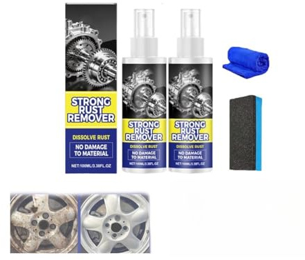 Spray antirouille puissant tout-en-un pour voitures et métaux. Convient aux pare-chocs, échappements et garnitures. Élimine la rouille facilement et en quelques minutes. (2Pcs)