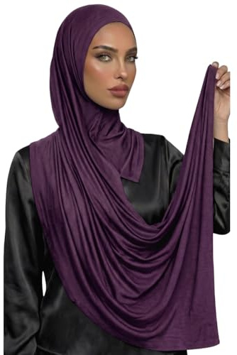 Instant Jersey Hijab - Ready to Wear Slip On Pre-Tied Headscarf - 165 x 90 | Double-Stitched, Extra Stretchy Soft Jersey, Lightweight & Breathable, Comfy Everyday Prayer Hijab for Muslim Women & Girls