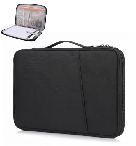 Funda Bolsa Protectora Acolchada 11 Pulgadas Estuche Antigolpes Tableta | Tablet Sleeve Case Apertura 180°con Asa Compartimento para Teclado y Forro Acolchado Antigolpes Compatible Universal Negro
