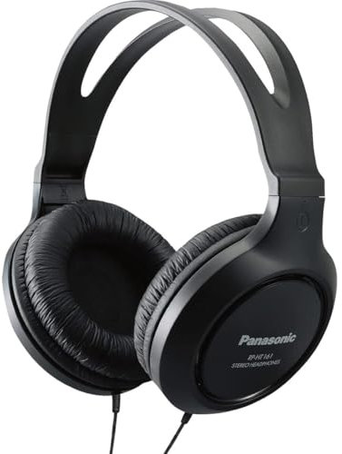 Panasonic RP-HT161-K Casque filaire supra-auriculaire léger offrant un son clair et avec XBS pour des basses puissantes, long câble, prise jack de 3,5 mm pour téléphones et ordinateurs portables, noir