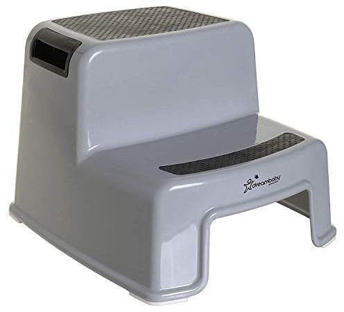 Dreambaby 2 Stufen Tritthocker - Kleinkinder Hocker - rutschfest - Dunkelgrau - Modell G687