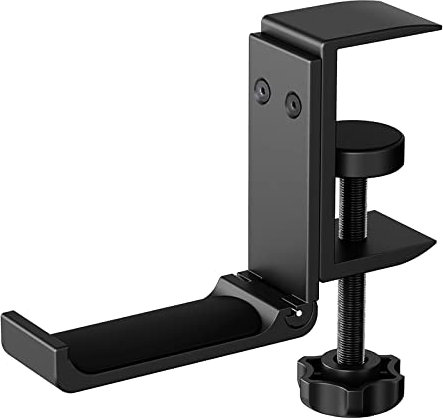 QIMEI-SHOP Soportes para Auriculares de Aluminio Gancho para Auriculares Plegable Percha para Auriculares con Llave Hexagonal y Tornillos Noir 8x5,3x3 cm