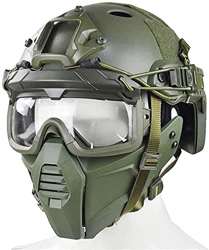 Casco da softair PJ veloce con occhiali di sicurezza divisi in 3d e maschera protettiva tattica militare mezza faccia adatta per Paintball BB Gun Outdoor CS Games