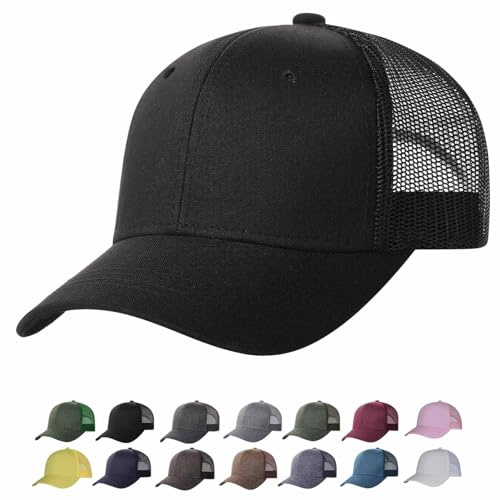 TSSGBL M,L,XL,XXL Snapback Trucker Hat Summer Ball Caps for Men Adjustable Blank Mesh Back Work Cool Baseball Cap Black