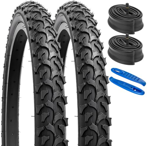 YUNSCM 2-PCS 20 Bike Tires 20 x1.95/53-406 and 20 Bike Tubes Schrader Valve Compatible with Mountain Bike 20x1.90 20 x 1.95 20x2.0 Bicycle Tires and Tubes (Y-906)