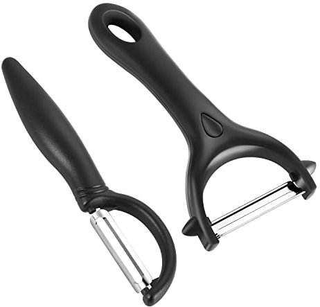 2 Pezzi Pelapatate Professionale, Pelapatate in Acciaio Inox Sbucciatore Manico Antiscivolo, Pelapatate Universale per Patate e Verdura Frutta(Nero)