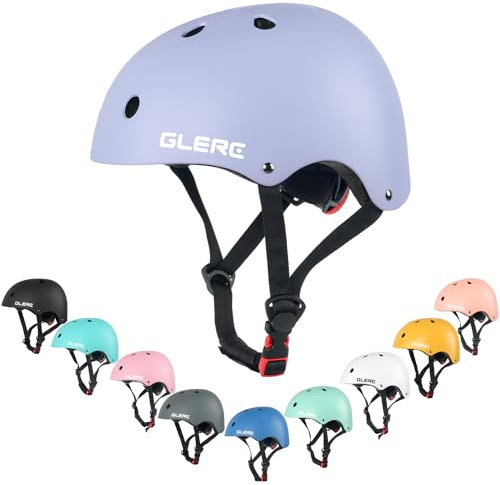 Glerc Kinder Fahrradhelm für Jungen und Mädchen ab 8 Jahren, Kinder Fahrrad Zubehör, stoß- und schlagfester Fahrradhelm für Kinder,M,Lila