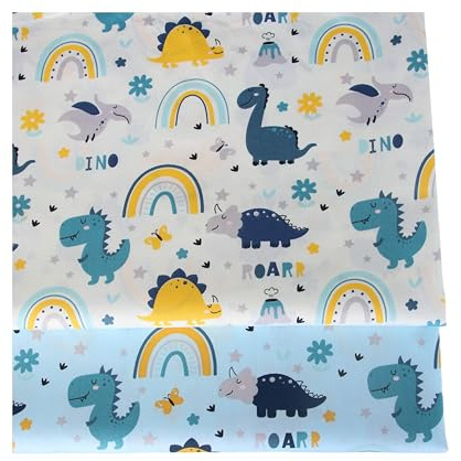 FUYA 160 cm x 100 cm, 2 piezas, tela de algodón de dinosaurio arcoíris, tela de retazos, hecha a mano, acolchado, costura, ropa de bebé y niños, material de vestido
