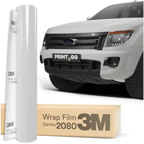 PRINT.GG Film Pour Voiture 3M 2080 Blanc Brillant G10, 152 x 30 cm, Car Wrapping Film, Covering Voiture, Film Autocollant Moto Adhésif, Pour Voiture, Moto, Vélo, Bateau, Deco Voiture