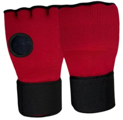 F Fityle Gants intérieurs de Boxe pour Enfants, Mitaines de Kickboxing, enveloppes de Mains réglables, Gants de Boxe Demi-Doigt pour Fitness Taekwondo Filles, Rouge