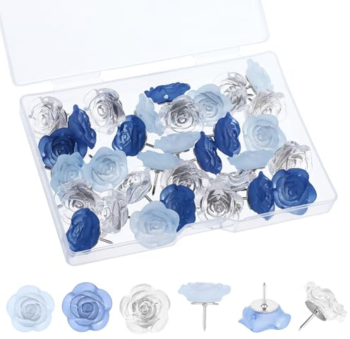 30 Stück Pinnadeln,Pins für Pinnwand,Kreative DekorativeRose Blume Pinnwandnadeln,Schön Pinnadeln Niedliche Reißnägel für DIY,Reißzwecken,Karte Korktafel Fotoanzeige Büro Zuhause