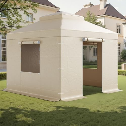 VEVOR Winter Pavillonabdeckung, passend für 3,05x3,05 m Pavillons mit Doppeldach, Ersatzabdeckung mit Seitenwänden & Netzfenstern, Lagerschutzabdeckungen, Pavillons Nicht im Lieferumfang enthalten