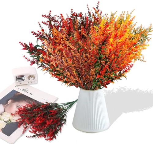 GTJEOI 10 Pezzi Fasci Fiori Finti Autunnali, Mazzi Fiori Artificiali Finti, Fiori Artificiali Addobbi Autunnali, Fiori Autunnali Finti Plastica per Decorazioni Autunnali Ringraziamento Giardino
