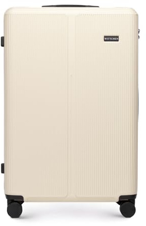 WITTCHEN Stripes Line Stor resväska 76,5 x 50 x 29 cm (XL) | Hårdväska ABS, 96 l, 4 hjul 360° | Incheckningsbagage för SAS/Ryanair/Norwegian, kombinationslås, teleskophandtag | Färg: Kräm