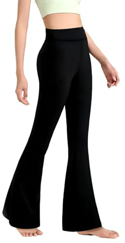 Honeywish Flared Leggings Women High Waisted Yoga Pants – Black Flared Trousers for Women, Stretchy Bootcut Leggings for Workout & Daily Wear (UK, Alpha, M, Regular, Regular, Black)