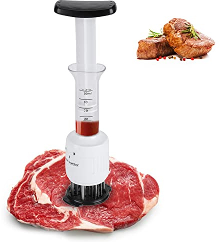 YUKERMARB Inyector de Carne de Adobo de Acero Inoxidable, Jeringa de Sabor de Aguja de Inyector Ablandador de Adobo para Cocinar Carne