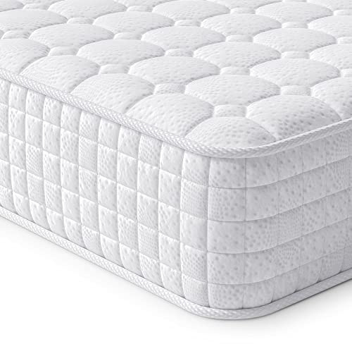 Vesgantti 4FT6 Double Mattress, 10 Inch Hybrid Mattress with Breathable Memory Foam and Individually Pocket Spring - Medium Firm, White