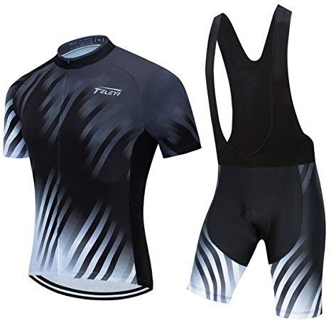 Radtrikot Sets Herren Bike Top Mountainbike Trikot Trägerhose Anzug Fahrrad Shirt Rennrad Bekleidung Reiten Rennsport MTB Kleidung Sommer weiß schwarz M