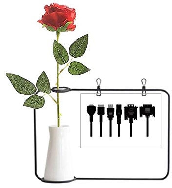 Beauty Gift Enchufe Cable de carga Negro Patrón Artificial Rosa Flor Colgante Jarrones Decoración Botella
