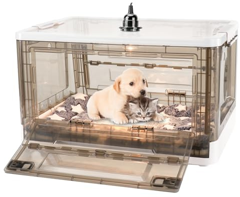 HKDQ Puppy Incubator - Puppy Incubator with Heating,Incubator for Newborn Puppies and Kittens,Kitten Incubators,Incubator for Puppies with Puppy Bed Mat 55L