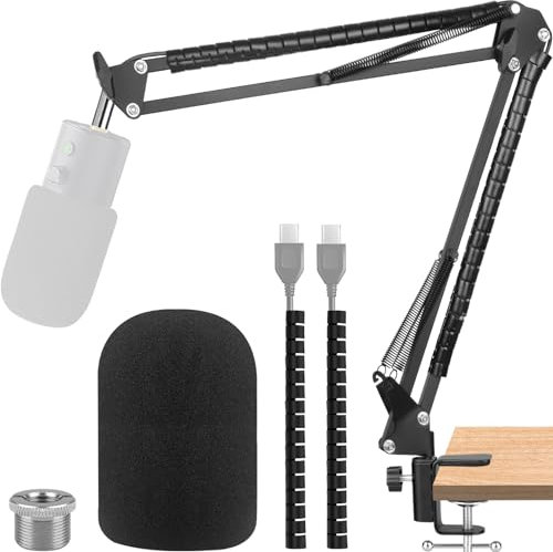 ChromLives Mikrofonständer für Razer Seiren x Mikrofonarm Ständer für Razer Mikrofon mit Schaumstoff-Windschutz, Pop-Filter und Kabelschutz, 5/8 Schraubenadapter passend für Rundfunk und Aufnahmen