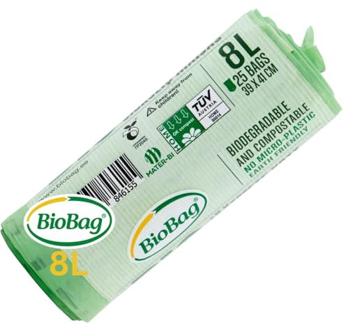 BOLSA DE BASURA BIODEGRADABLE BIOBAG 8L 25UNDS