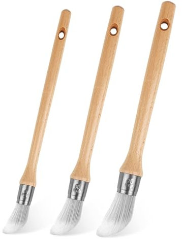 Wekuw Brochas Pintura Set, 3 Piezas Pincel Redondo Madera Brochas Pintura Cepillo de Pintura Pincel para Barniz Barnizar, para Esquinas, Vitrinas, Cercas, Áreas Estrechas, Retoque (15mm, 18mm, 20mm)