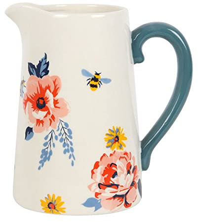 Something Different 17cm Bee-utiful Floral Ceramic Flower Jug | Flower Vase | Vase for Flower | Home decor | Christmas