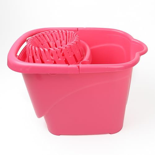 DIVCHI Secchio per mocio, leggero e portatile, per la pulizia dei pavimenti, con strizzatore rimovibile, manico per il trasporto e comodo beccuccio per versare (rosa)
