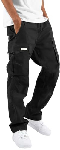 Pantalón Pesas Hombre Estándar para Hombres, Cuatro Estaciones, Calle, Ocio, Deportes, Múltiples Bolsillos, De Pie, Cuerda, Cintura, Cordones, Cinta De Retazos Pantalones Hombre Hombre