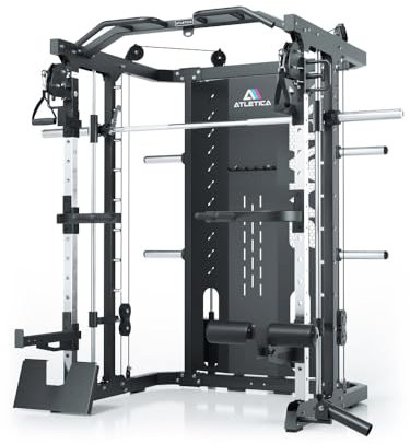ATLETICA SWAT Multipresse | Classic Version | All-in-one Kraftstation mit 226cm Höhe | Power Rack, Smith Machine & Dualer Kabelzug mit 2X 50kg Steckgewichte