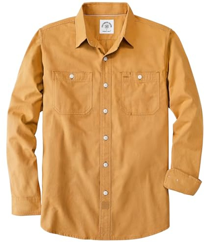 Dubinik Chambray skjorta män långärmad bomullsarbetströjor med 2 fickor casual button down
