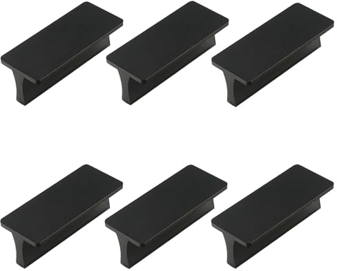 WJWINER 6 Pièces Poignee de Meuble, Poignée Commode, Cuisine Poignées de Cuisine, Poignée Meuble Noir, Poignées D'armoire, Avec Vis, Poignée Bois pour Bureaux Tiroirs Armoires Placard