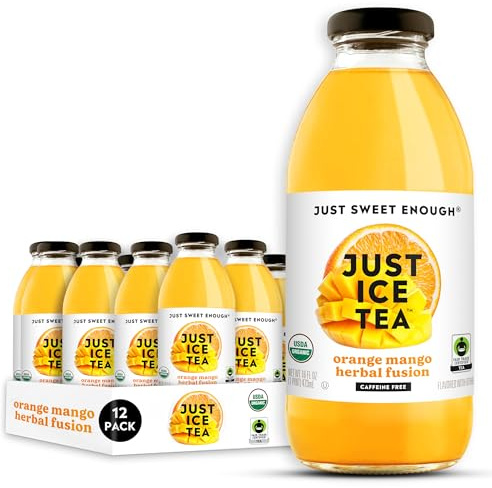 Just Ice Tea Organic Herbal Fusion Orange Mango, 16 Fl Oz