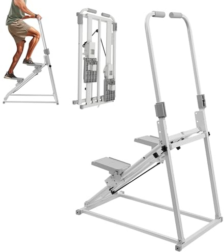 Trappklättrare träningsutrustning Stairmaster för hemmet, vikbar stegstång med handtag, justerbara handtag, steg och pedaler, trapplyft för helkroppsträning, upp till 100 kg