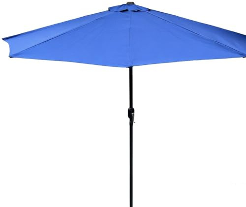 Medio paraguas de pared azul de 270 cm de diámetro – Parasol para jardín y patio con manivela, no necesita base, ideal para relajarse al aire libre, terraza y balcón
