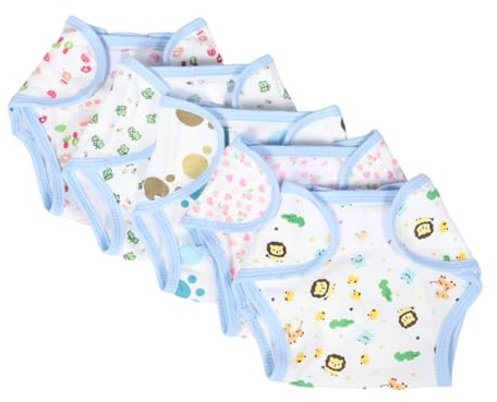 LALADEFIEE 5pcs Reusable Cotton Doll Diapers Realistic Pretend Play Underwear for Newborn Doll Accessories Role-playing Nappies for Creative Skill Development