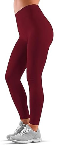 LUXY LINE LIMITED Women's High Waisted Fleece Lined Leggings, Thermal Tummy Control Yoga Pants for Gym, Workout (UK, Numeric, 20, 22, Regular, Regular, Wine)