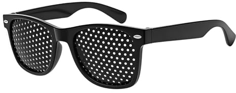 Glitzville 2 Pcs Pin Hole Correction Glasses, Black Pin Hole Spectacles, Anti-Fatigue Reading Eyewear for Home Office, Vision Training Pinhole Glasses for Improving Vision & Eye Strain Relief
