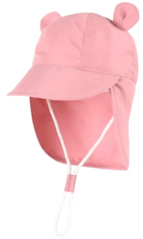 DRESHOW Chapeau de Soleil Bebe Chapeau D'été Enfant Casquette de Plage à Oreilles d'ours pour Garçons et Filles avec Protection du Cou Idéale pour Les Activités Extérieures