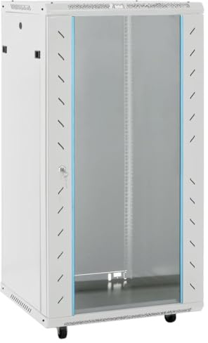 GeenYuu Armario de red 22U 19 IP20 gris de acero laminado en frío 60 x 60 x 120 cm con puerta frontal con cerradura, compatible con NAS, servidores, red doméstica y oficina, ideal para copias de