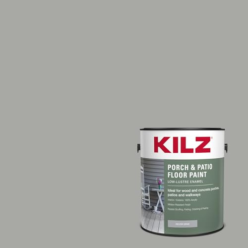 KILZ Porch & Patio Latex Floor Paint, Silver Gray, 1 Gallon