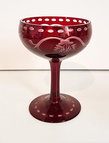 Oberstdorfer Glashütte Egermann Verre à vin antique poli sherry, liqueur verre de Bohême, rubis rouge vieilli, verre de collecteur verre d'occasion, hauteur env. 9 cm