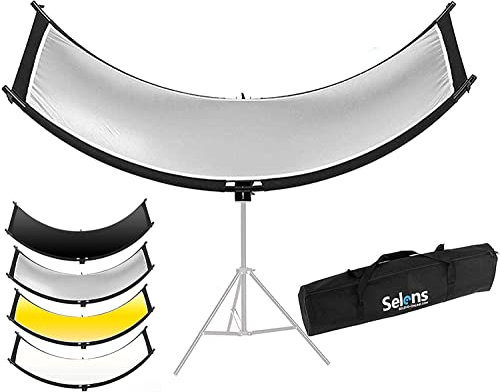Selens 4 en 1 60x180CM Reflector de Luz Retrato Forma de U Curvado Iluminación Difusor Kit Ajustable para Fotografía Retrato Estudio Fotográfico