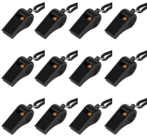 Fya Whistle, Plastic Whistle with Lanyard, Loud Clear Black Whistles Bulk Great for Coaches, Referees, and Officials