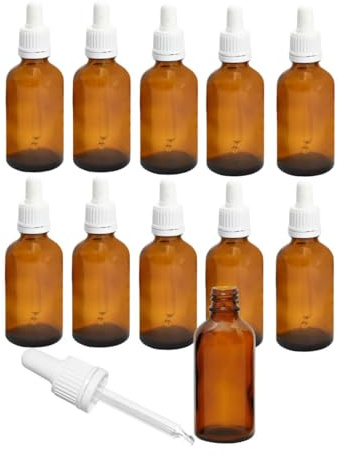 10 x 50 ml pipettflaskor | apoteksflaskor av UV-skydd, glas | medicinflaskor | brunt glas med glaspipett